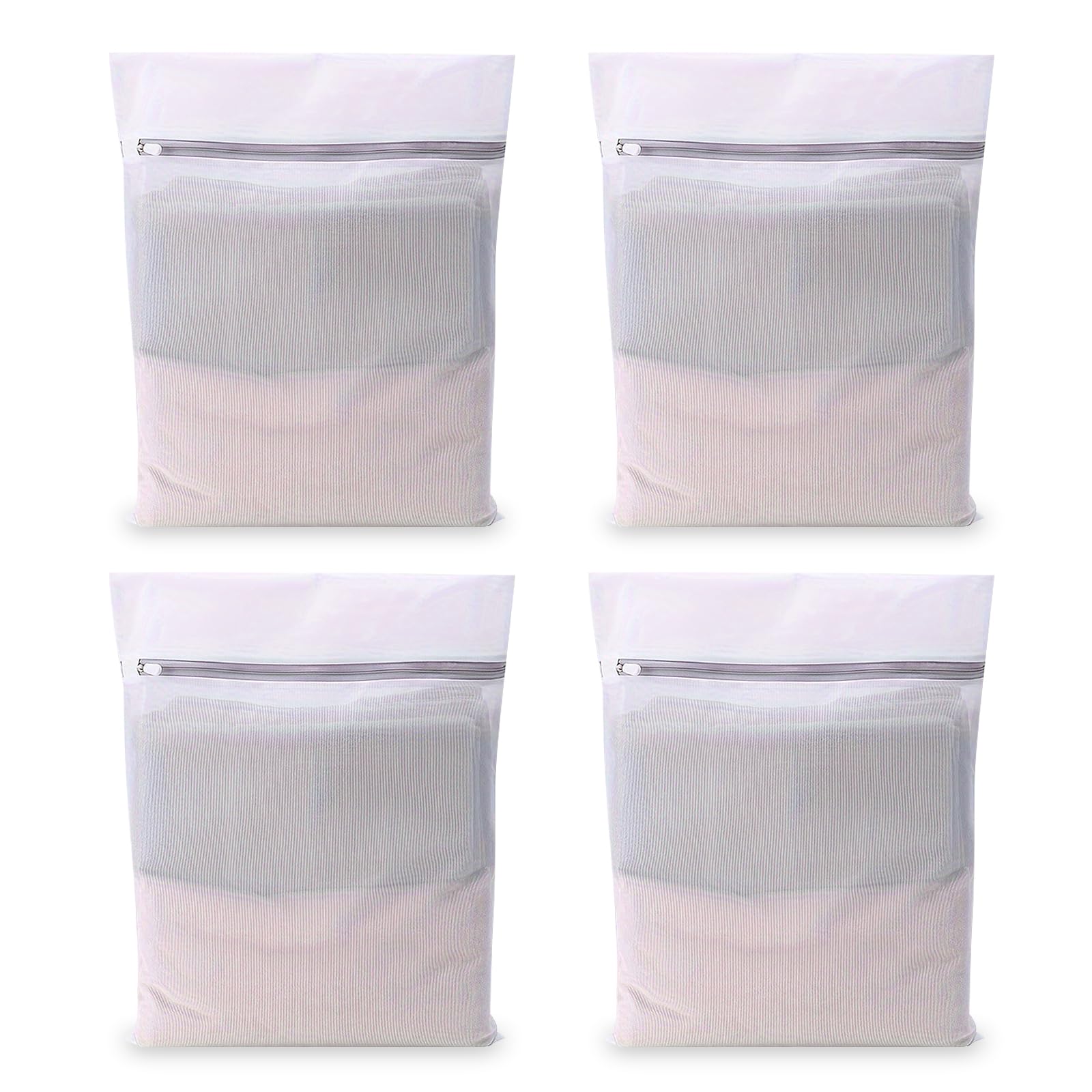 Cymygs Light Gray 4 Pcs Mesh Laundry Bags, Washing Machine Wash Bags, Reusable And Durable Laundry Bag With Zips For Delicate Blouse, Hosiery, Underwear, Bra, Lingerie, Travel Clothes (30X40cm)