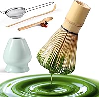 Vista 1 de Matcha Whisk Set: Matcha Set with Bamboo Matcha Whisk and Ceramic Holder,Bamboo Scoop+Wooden Spoon,Scoop Holder,Sifter - Cute Matcha Tea Set - 6 Pcs