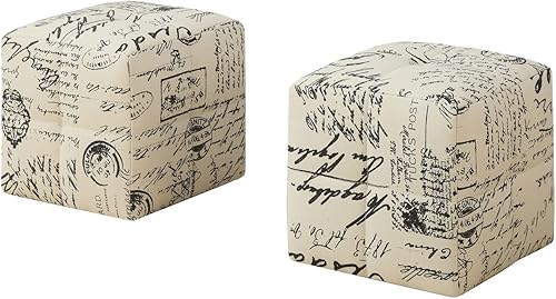 Miniatura 4 de Monarch Specialties I 8162 Puf infantil con forma de cubo - Juego de 2 - Otomana tapizada para niños, 12 pulgadas de alto, tela francesa vintage
