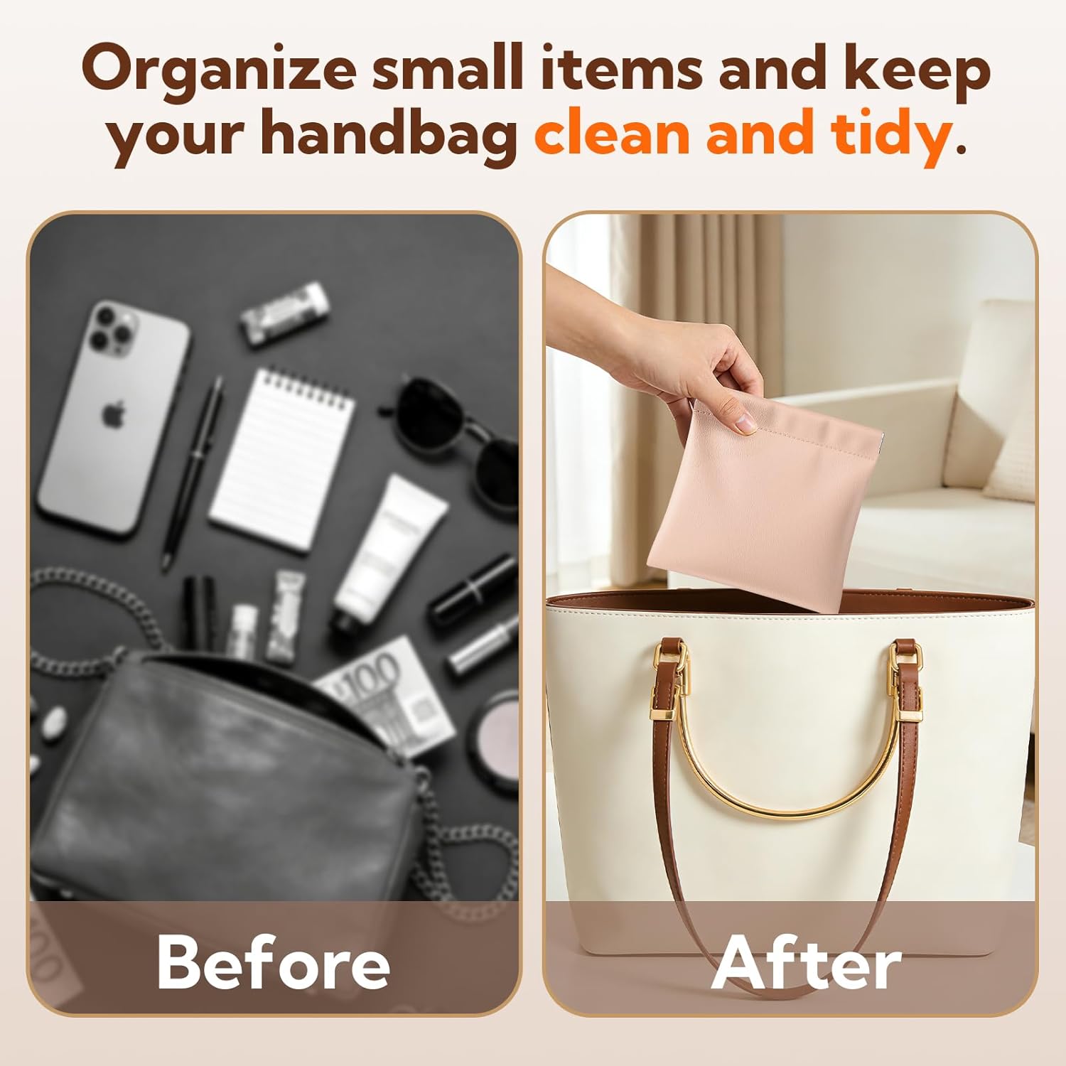 24 Pack Snap Closure Pouches for Purse,Small Makeup Bag for Purse, Pportable Mini Storage Bag, Cosmetic Bags for Organizer,Snap Closure Leather Organizer Ppouch, Coin Jewelry Makeup Travel Pouch