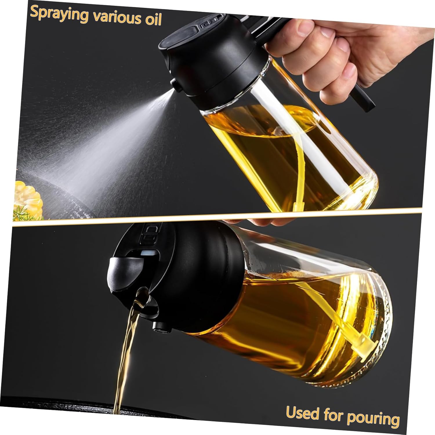 Mikinona 3pcs Olive Oil Dispenser Bottle Spray Function Container for Cooking Easy One-hand for Kitchen and Outdoor Use