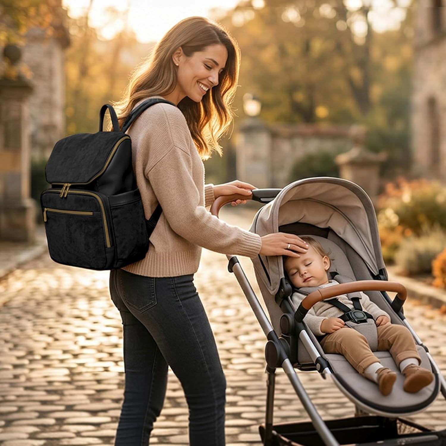 miss fong Diaper Bag Backpack - Large Diaper Bag Backpack Baby Backpack with 14 Pockets, Pañaleras Para Bebe with Waterproof Wet Pocket Luggage Sleeve for Mom Dad-Black
