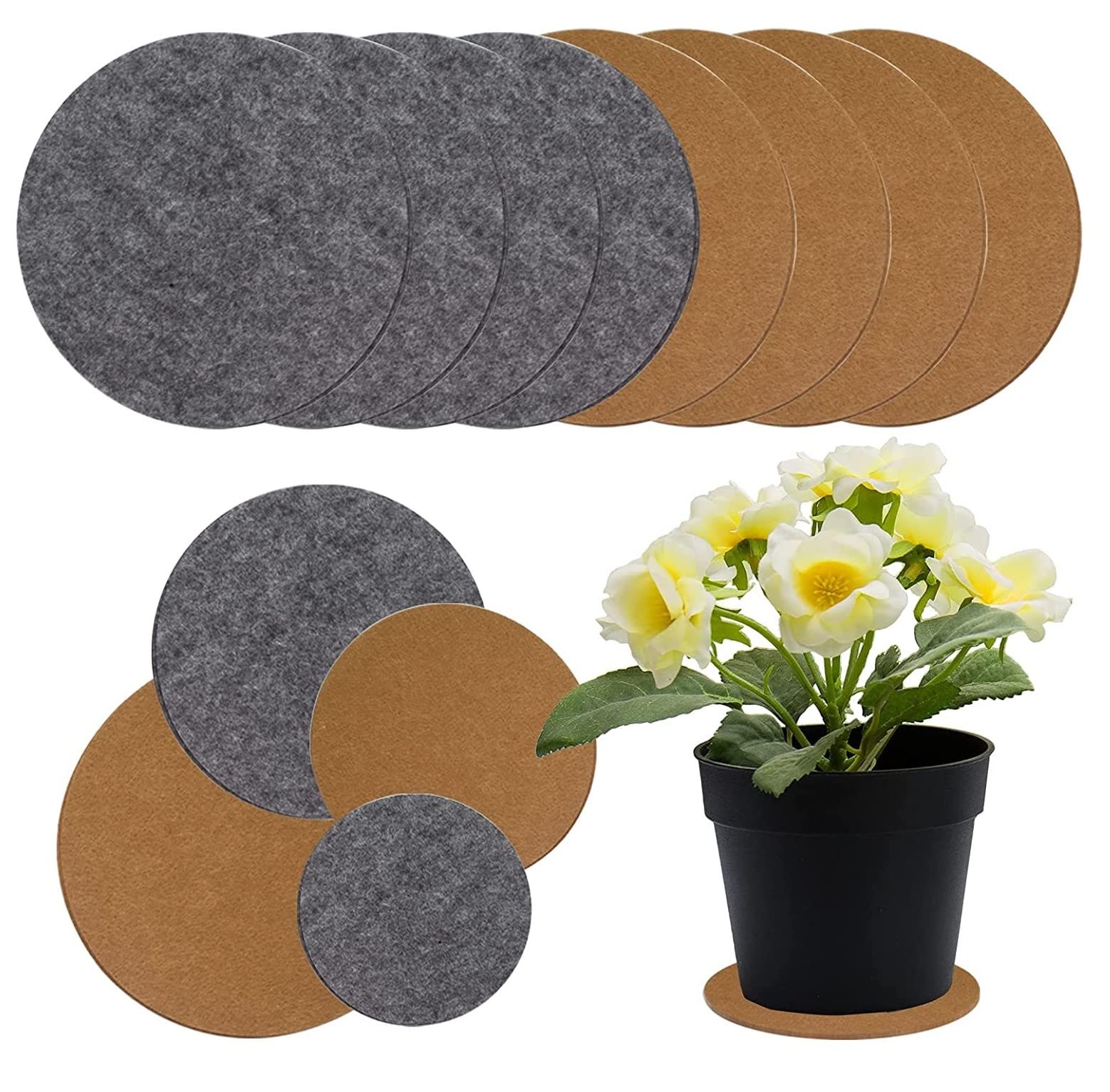 Botany-Spot Flower Pot/Plant Pot Coaster Mat (16 Pieces) - Reversible Round Absorbent Felt Fabric Plant Pad for Gardening Indoor and Outdoor Pots 4/6/8/10 Inch (16 Pieces) (B0BWL2S252) Amazon Price History, Amazon Price Tracker