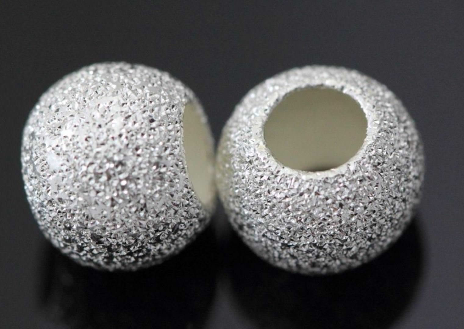 200pcs 4mm (0.16 Inch) Small Tiny Sparkle Stardust Round Beads Sterling Silver Plated Spacer for DIY Craft Jewelry Making CF227-4