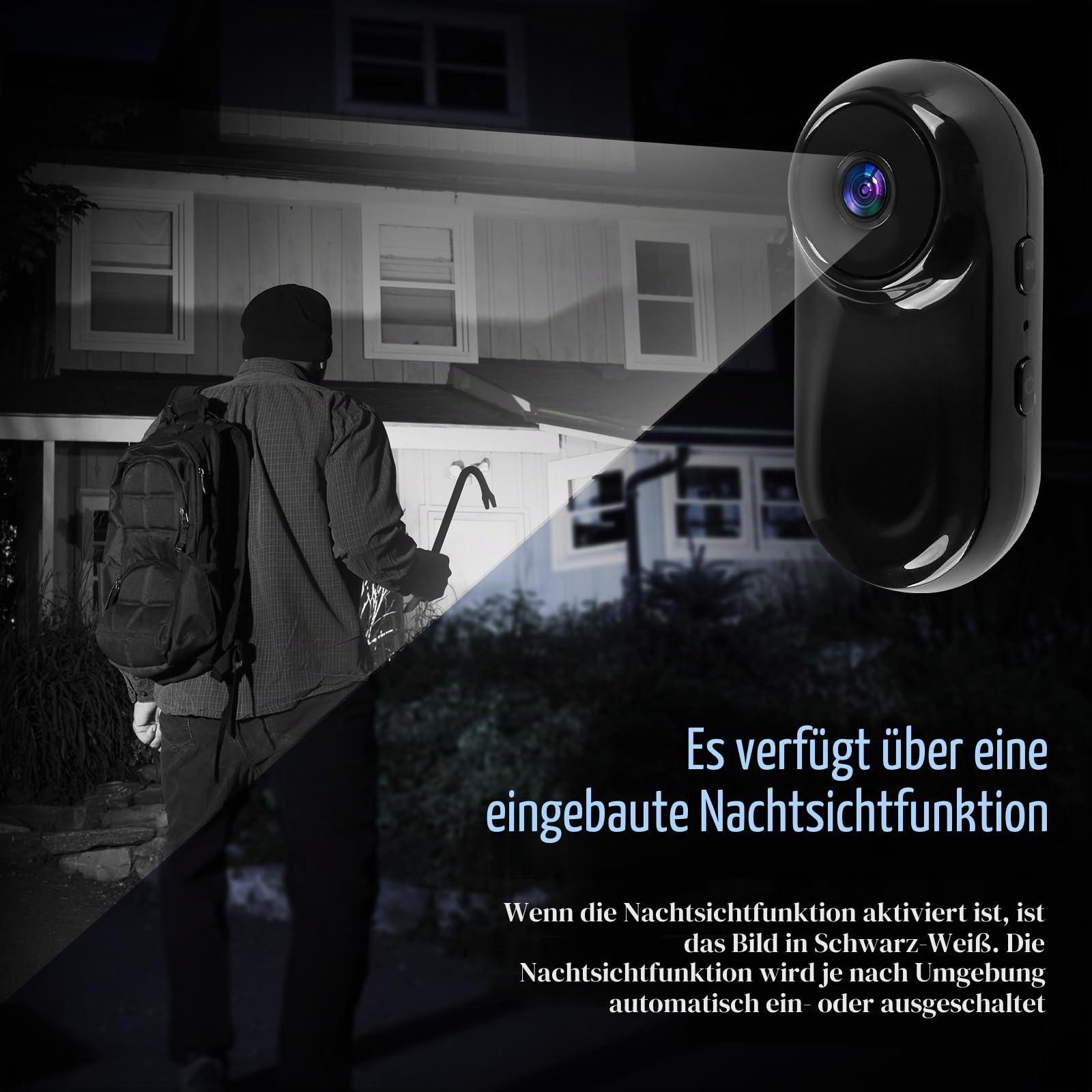 Mini Action Kamera 1080P HD Tragbare Vlogging Kamera mit 130°/F2.0 Weitwinkel Tragbare Camcorder mit Audio für Vlog, Reisen und Sport