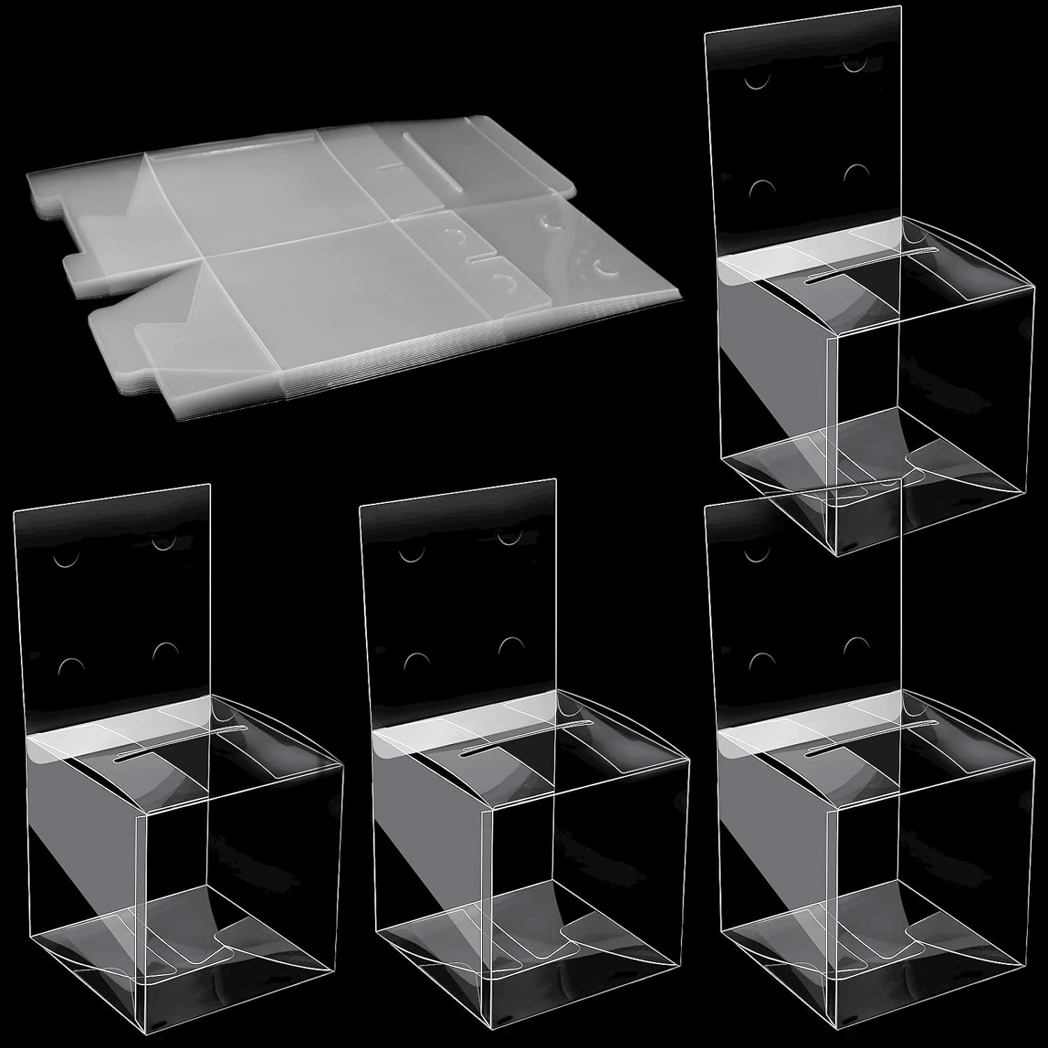 Eersida 30 Pieces Clear Raffle Boxes with Slot 6 x 6 x 6 Inch Plastic Donation Box Voting Suggestion Ballot Containers with Removable Header for Fundraising Collecting Business Card Voting Contest