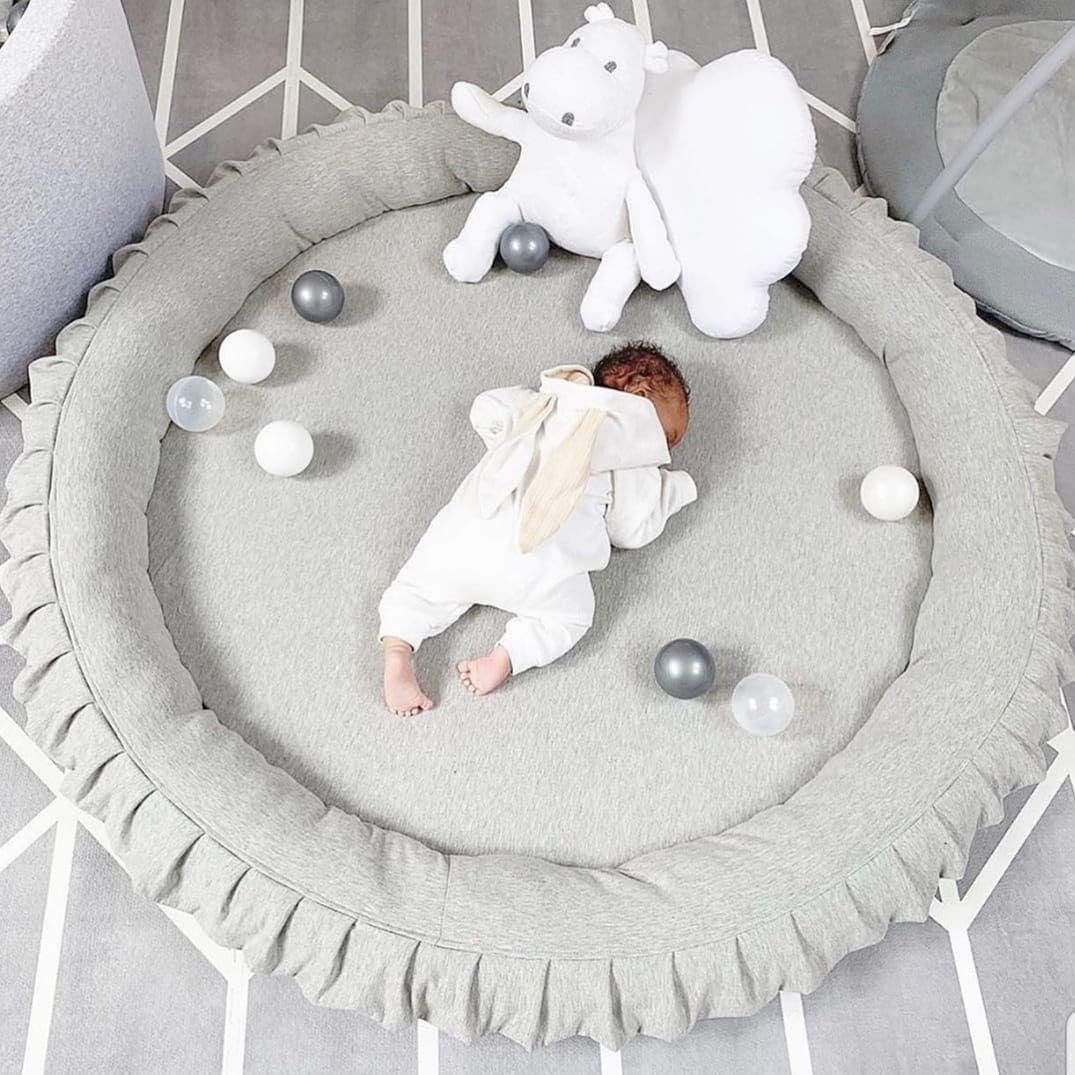Hellgrau Premium Babynest Babyspielmatte Kokon Abnehmbarer Baumwollbezug Hochwertiger Schaumstoff Weiche Babymatte für Neugeborene Spielmatte für Babyschlaf Sicheres Babynest