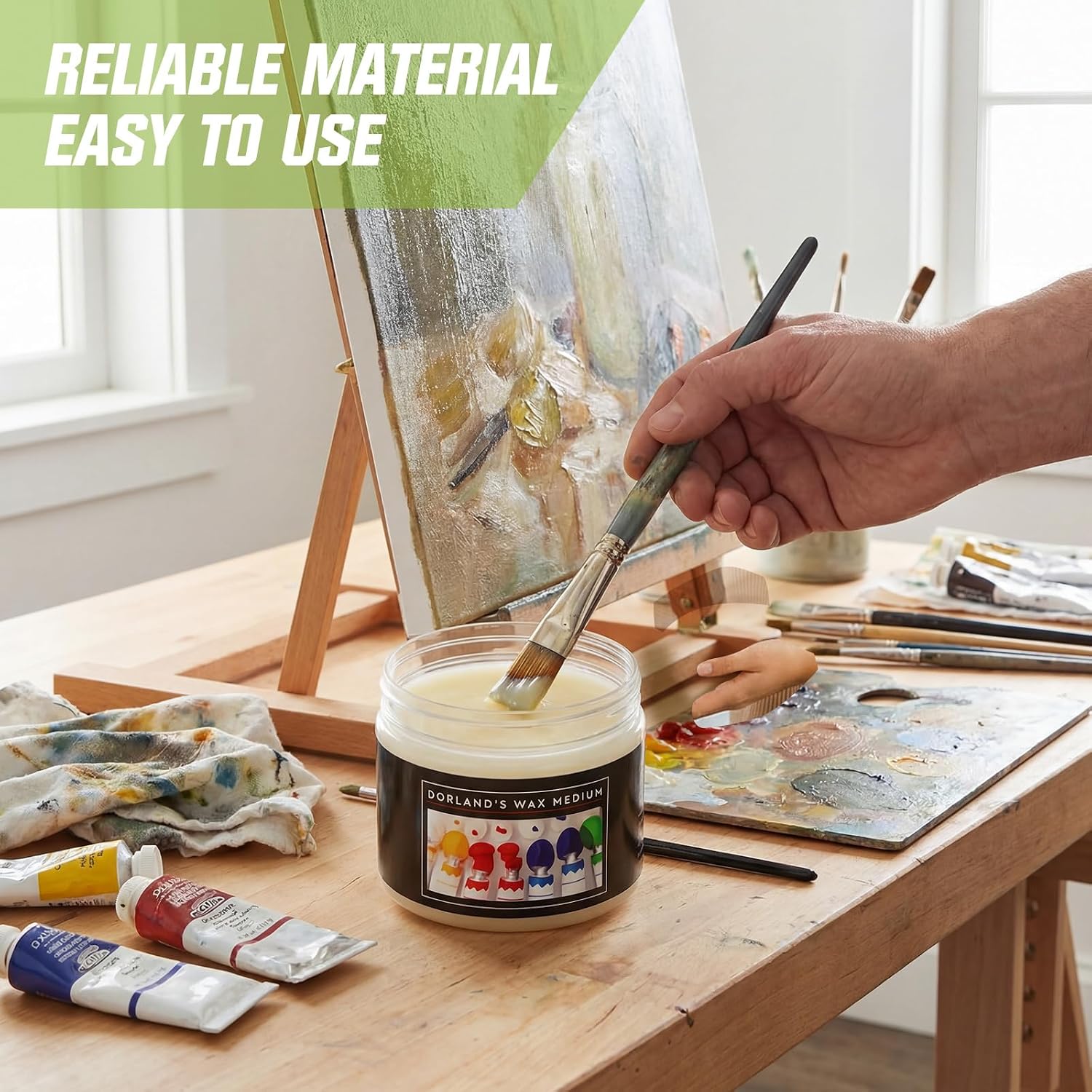 Conelist 1 Pcs Cold Wax Medium 4 oz Versatile Waterproof Protective Pure Wax and Damar Resin Medium for Painting Sealing and Finishing Oil Painting Waterproof and Dustproof