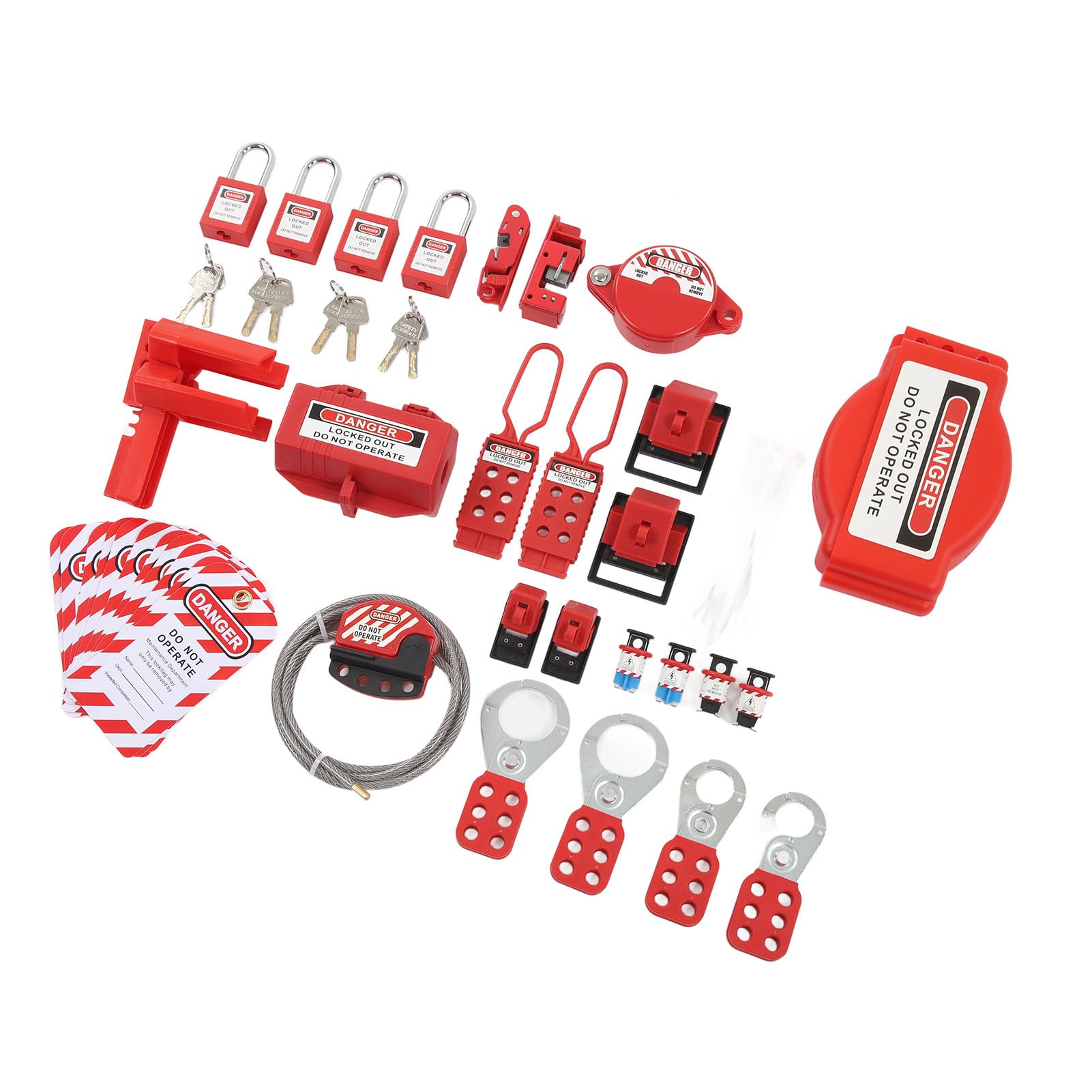 Kit de Etiquetado de Bloqueo de 47 Piezas, Cerraduras Seguras para Equipos Industriales, Juego de Combinación de Candados de Seguridad Eléctrica con Etiquetas de Seguridad,