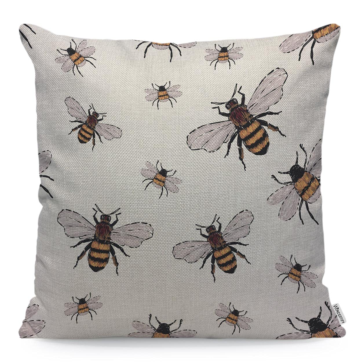 WONDERTIFY Honey Bee Cushion Cover Big Small Funny Bee Insects Decorative Throw Pillow Covers For Couch, Bed Sofa Pillows Case 45X45 Cm
