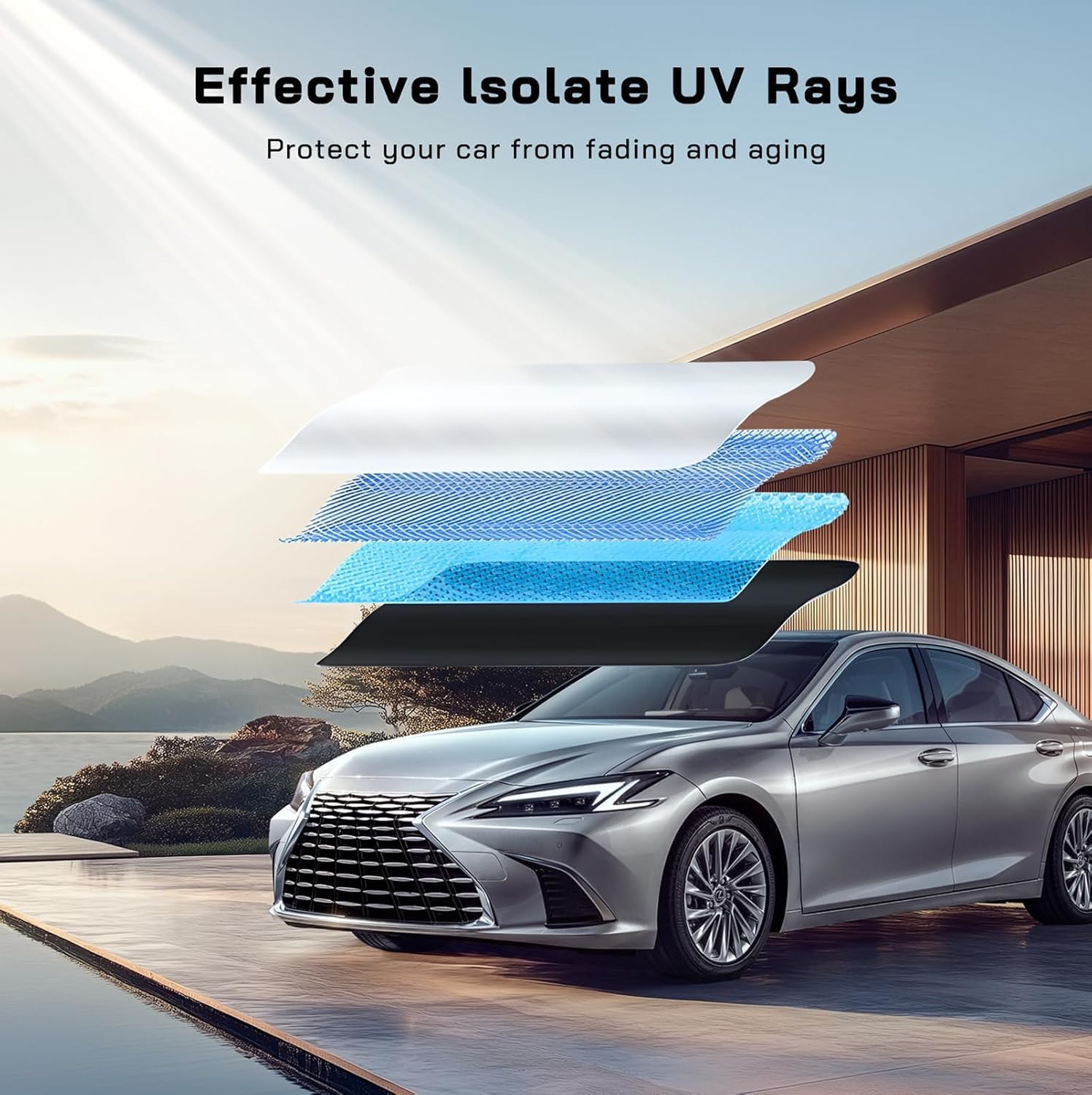 Windshield Sun Shade Umbrella for Toyota Corolla 2011-2026, Foldable Front Window Sun Shade, Titanium Silver Coating for UV Ray Block,Keep Car Cool
