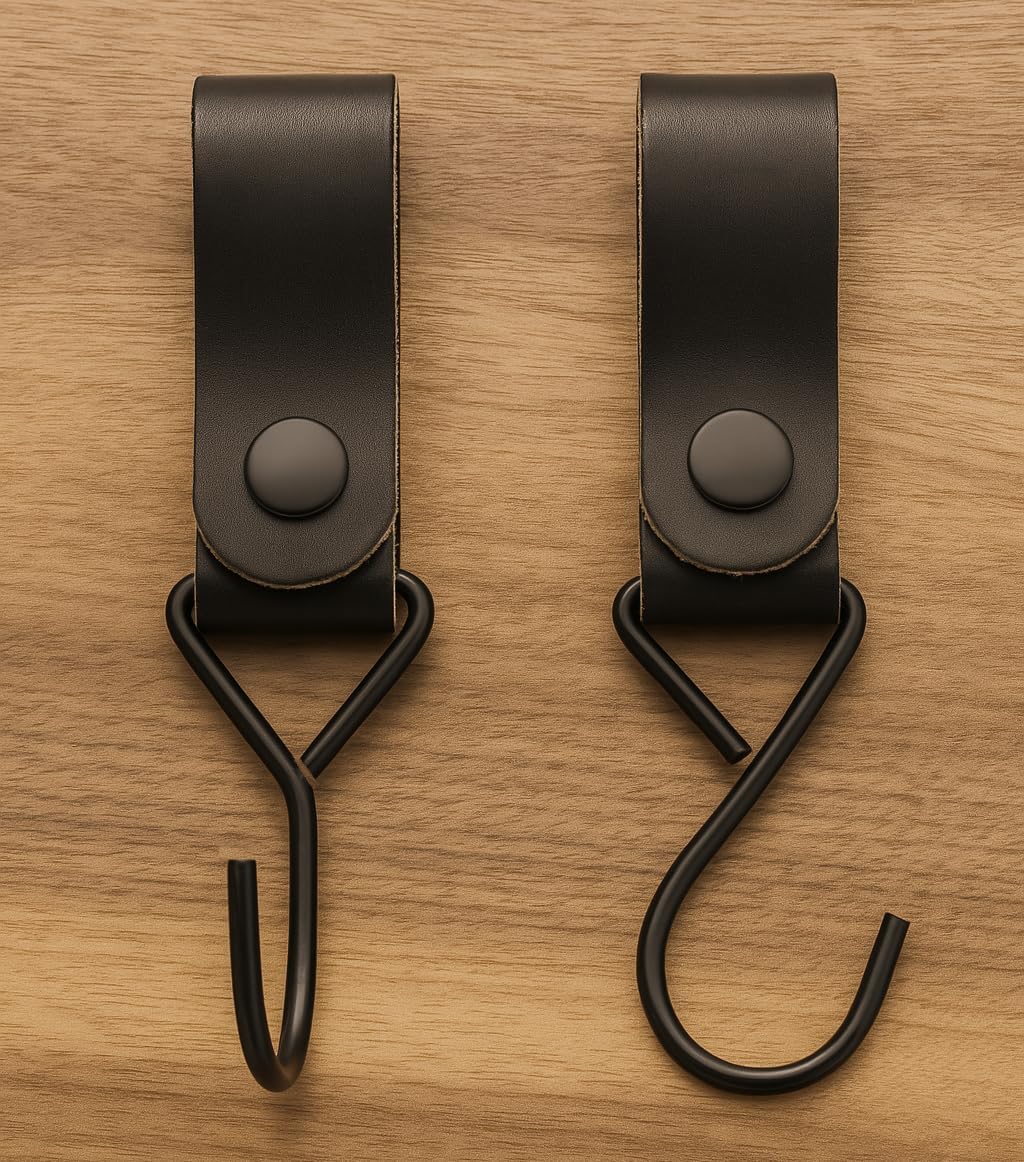 Brute Strength Classic - Full Grain Leather Strap Kit - Black, 12 PC, Mommy Hooks & Stroller Clips