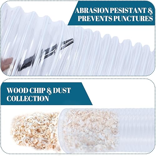 Miniatura 9 de Manguera de recogida de polvo de PVC de 30 pies con abrazaderas de manguera de acero inoxidable, manguera de vacío transparente flexible resistente