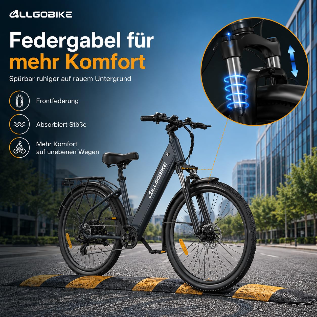 AM27 Elektrofahrrad 27,5 Zoll E-Bike für Damen und Herren 250W Motor 36V 15Ah Akku 25 km/h 7-Gang-Schaltung 3 Unterstützungsstufen Scheibenbremsen LED-Beleuchtung