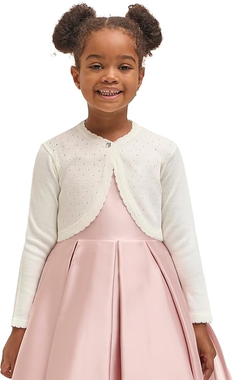 Buy Lilax Baby Girls' Knit Long Sleeve One Button Closure Bolero Shrug in Ch