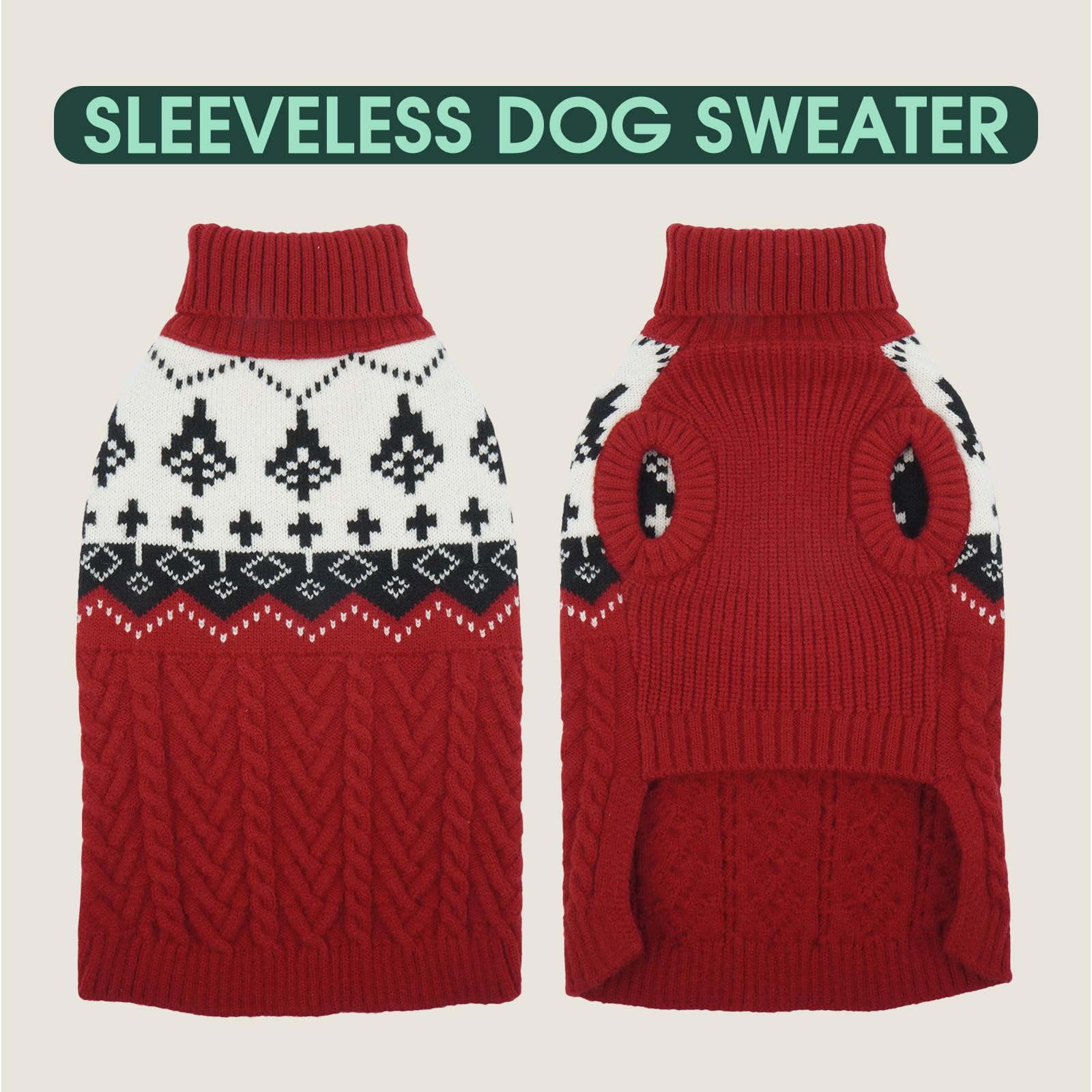 Kuoser Dog Jumper Knitted Dog Sweater Winter Warm Dog Clothes for Medium Dogs Soft Puppy Jumpers M, Red - Image 3