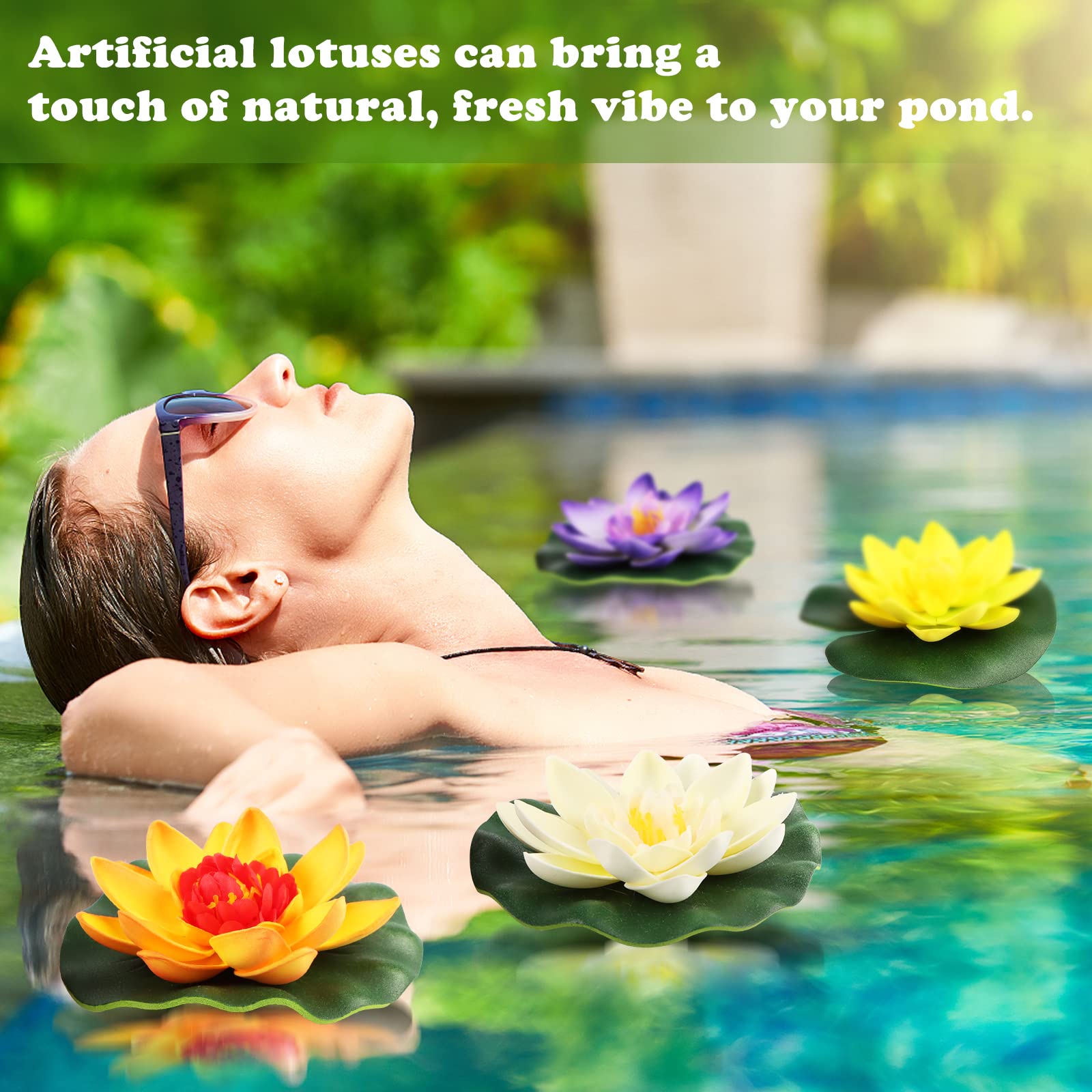 Lirios Agua Decorativos 6 Flores Flotantes Artificiales - Nenúfares Y  Lirios De Agua Para Estanques Y Piscinas | 4 De 10cm + 2 De 18cm Decoración  Acuática Para Exterior Estanque Piscina, image size:1600x1600