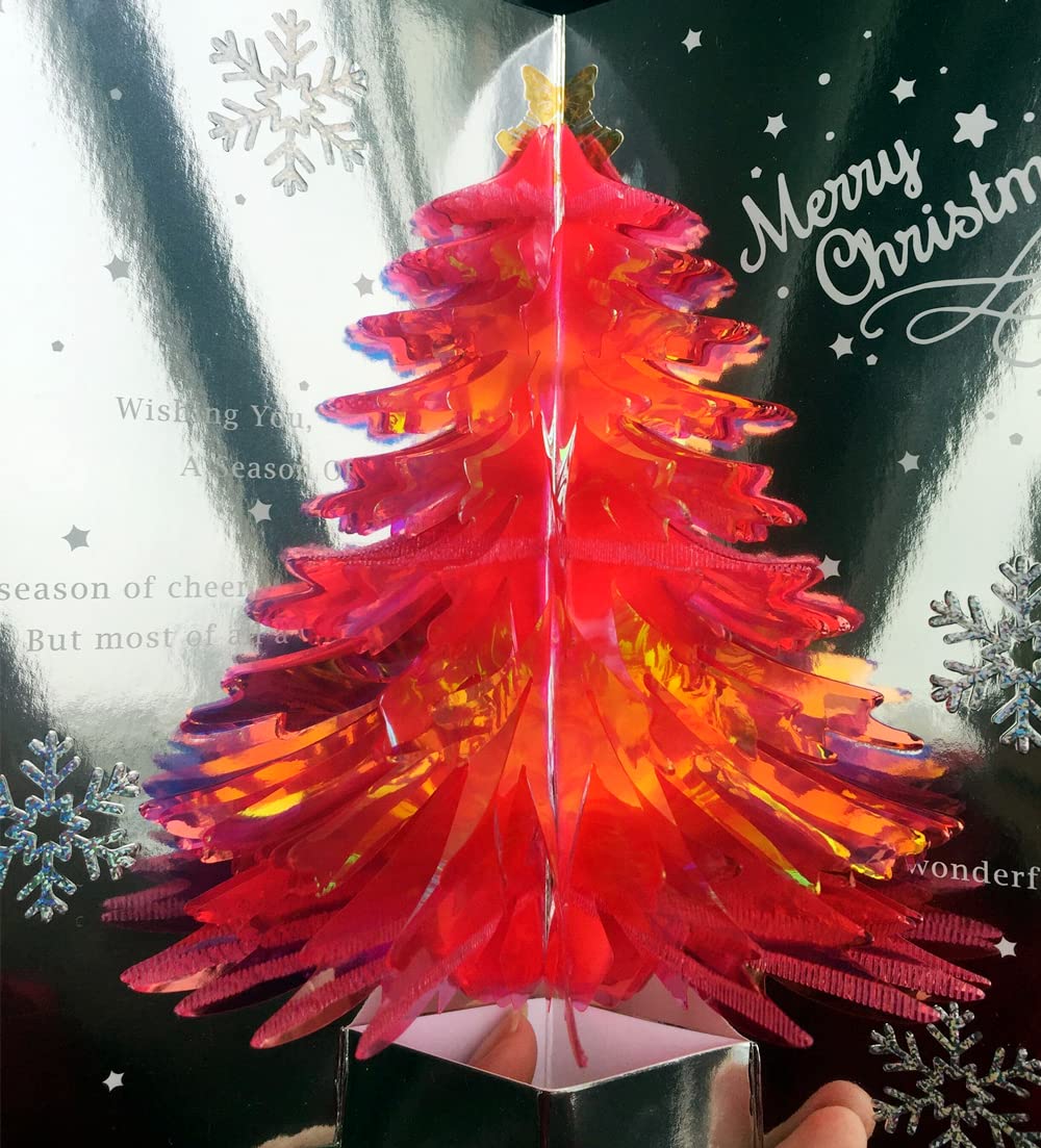 Natale 3D Auguri Biglietto, Cartoline di Natale, Cartoline di Natale 3D, Biglietto di Auguri Pop-Up con Busta, Squisito Taglio di Carta, Albero di Natale, Carta Regalo Creativa per Regali di Festa