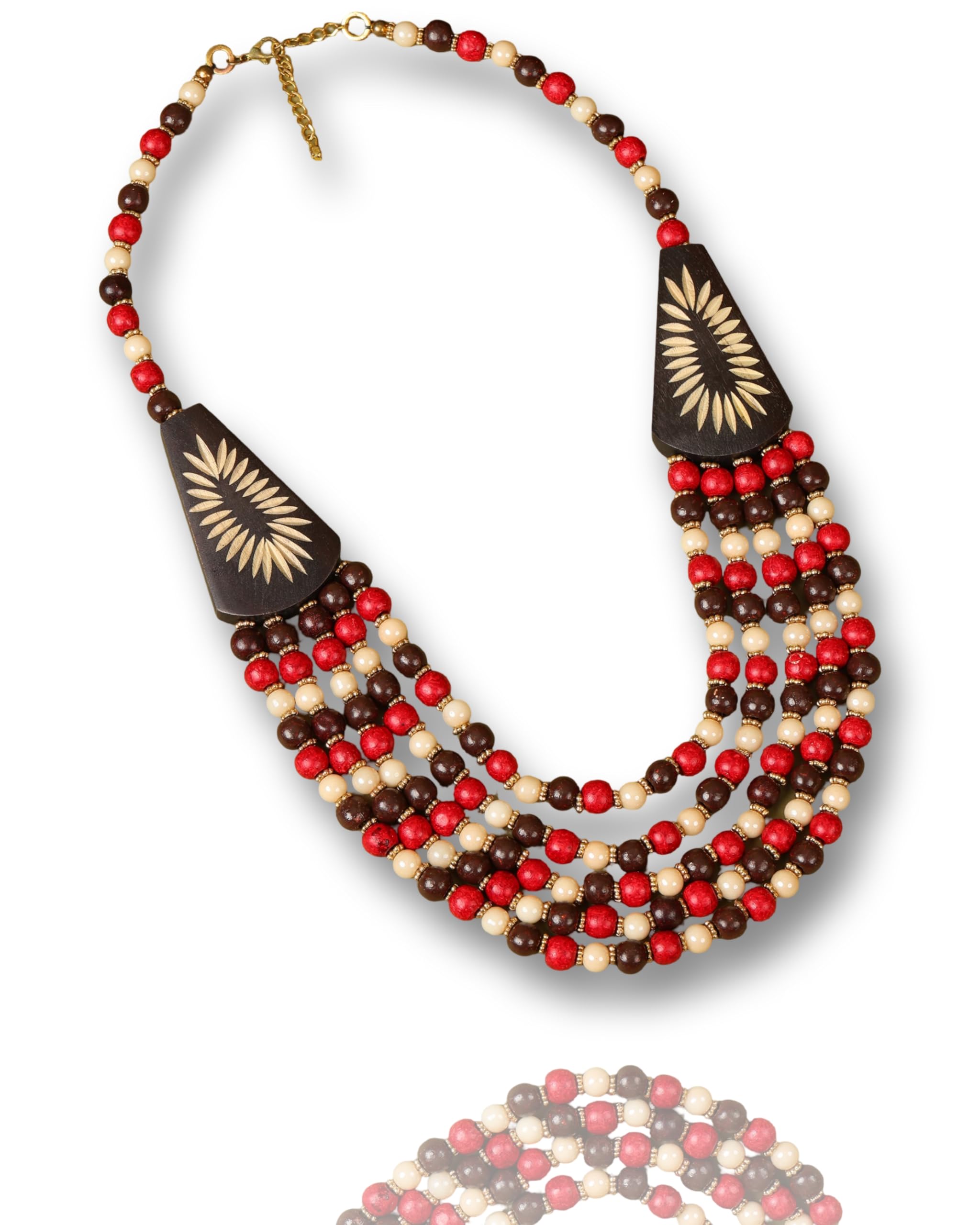 Multicolor Wood Women Necklace (Black-Maroon)-image-12