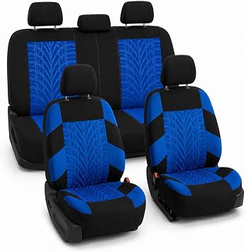 FH Group Full Set Travel Master Car Seat Covers, Airbag and Split Rear Car Seat Cover Universal Fit Interior Accessories for Cars Trucks SUV, Automotive Seat Covers, Blue