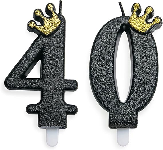 UVTQSSSP 40. Negro cumpleaños velas feliz cumpleaños número pastel decoración decoración para fiesta boda aniversario celebración suministros (2 unidades negro dígito 40)