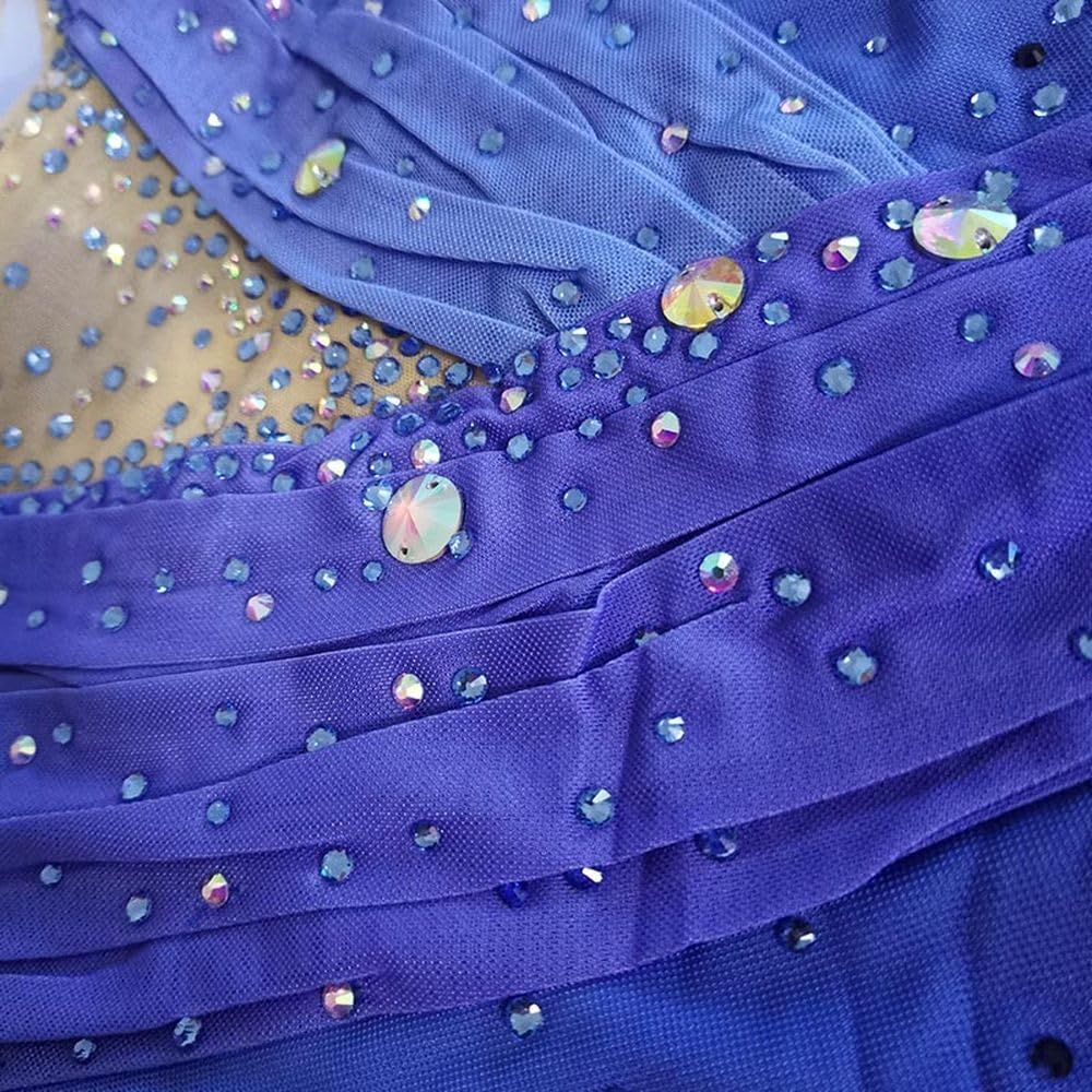 LIUHUO Figure Skating Dress Blue-Purple Gradient with Diamonds Competition Performance
