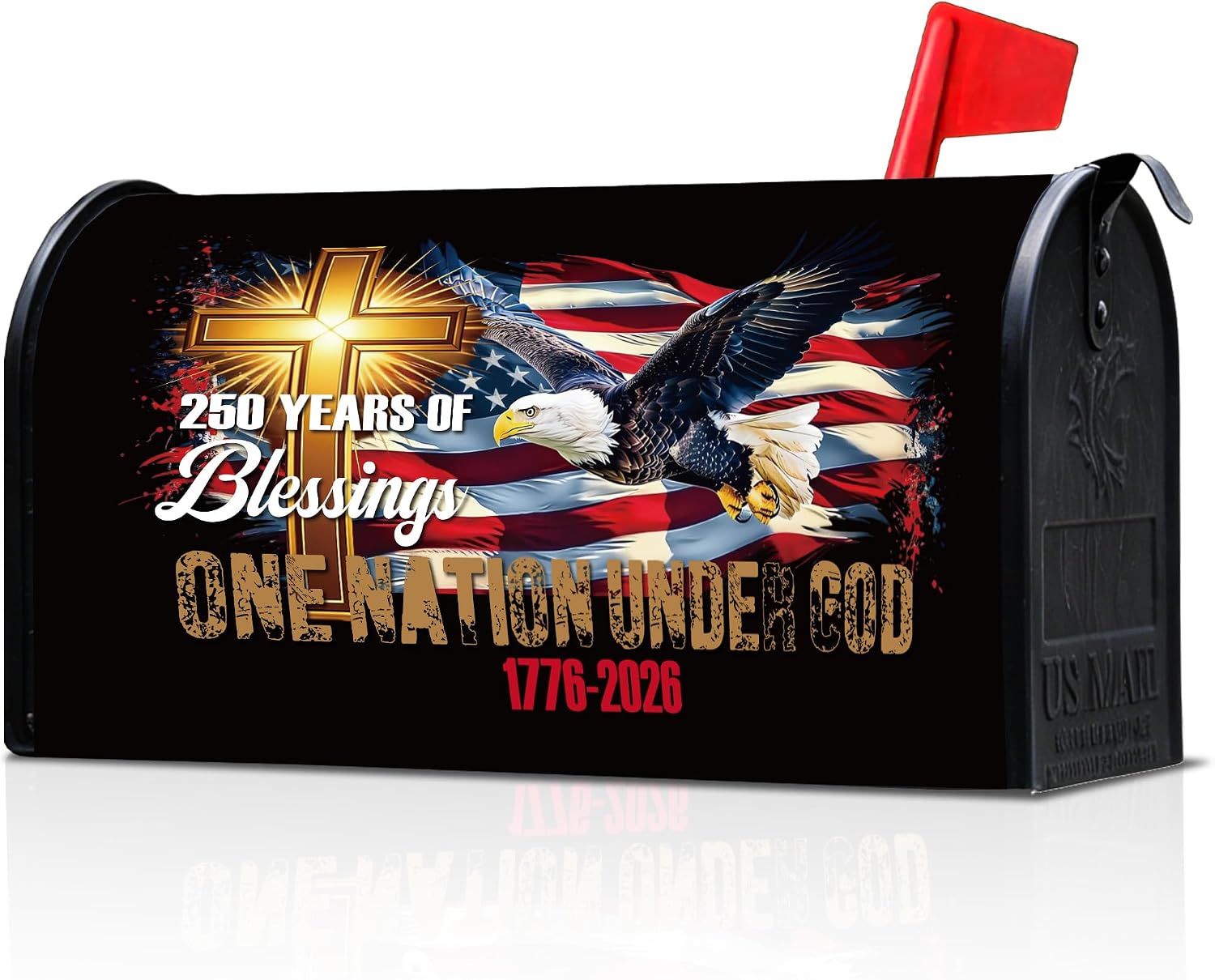 250th Anniversary USA Magnetic Mailbox Cover 21"x18", Patriotic Mail Box Covers Magnetic Standard Size, Patriotic Yard Decor for Mailbox, America 250th Birthday 1776-2026 for Garden Yard Outdoor-A03