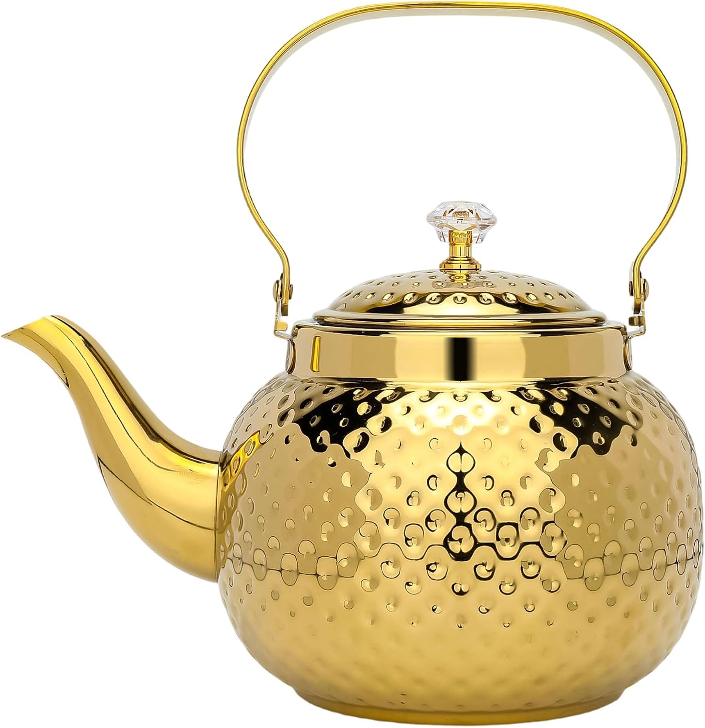 2L Vintage Stainless Steel Tea Kettle With Handle Infuser, Loose Leaf Teapot For Tea,Milk,And Coffee,Stovetop Teapot For Home And Outdoor,gold