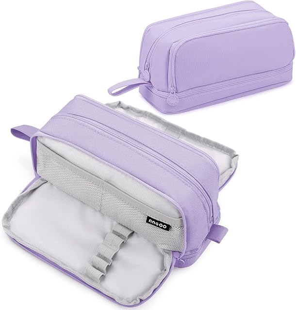 Eucomir Pencil Case with 4 Compartments for Girls Boys, Large Pencil Case Stationery Organizer Aesthetic Pencil Case for Kids Women Men Teenagers Students,Purple
