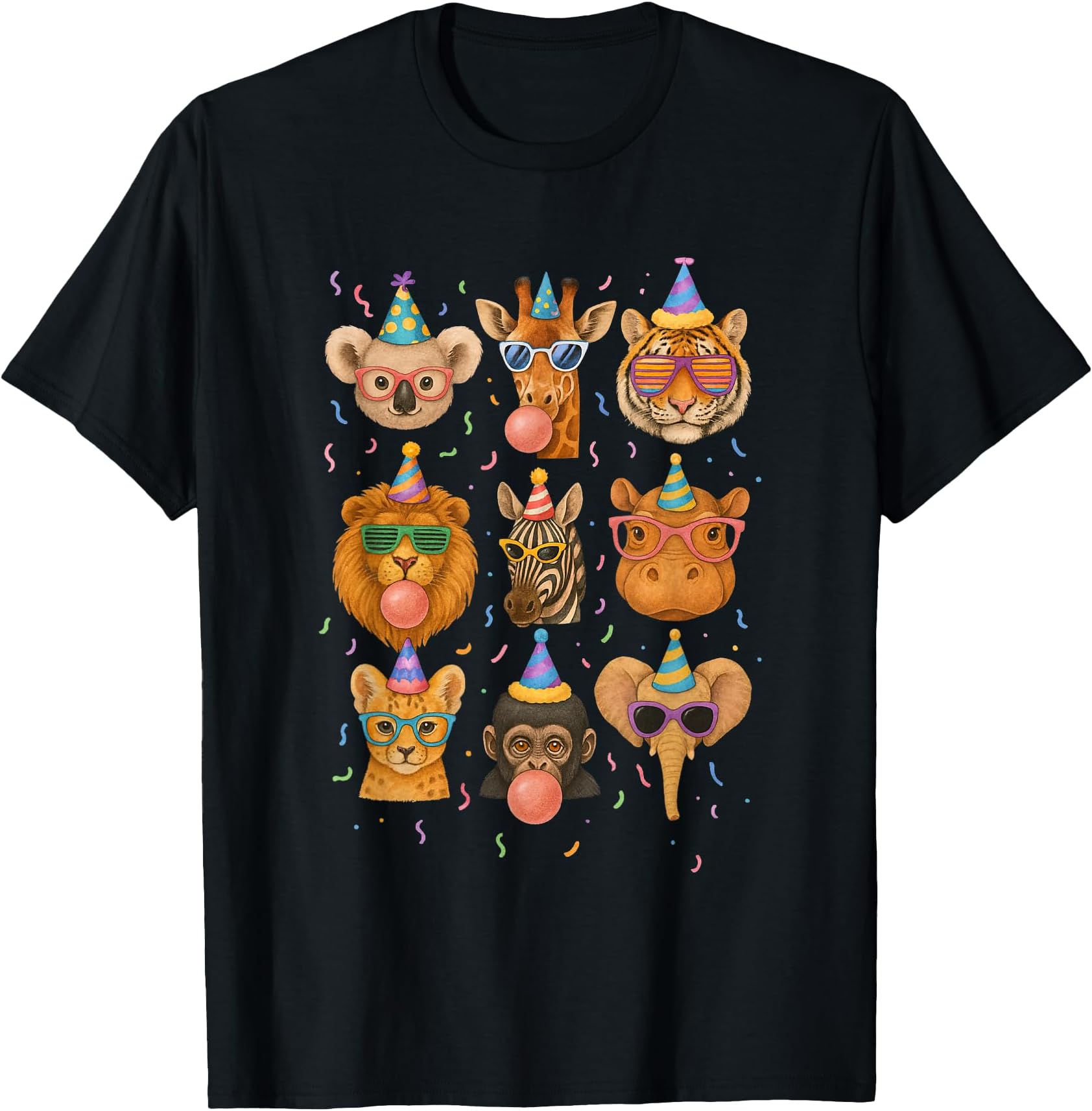 Cute Party Animals Birthday Wildlife Zoo Birthday Boys Kids T-Shirt