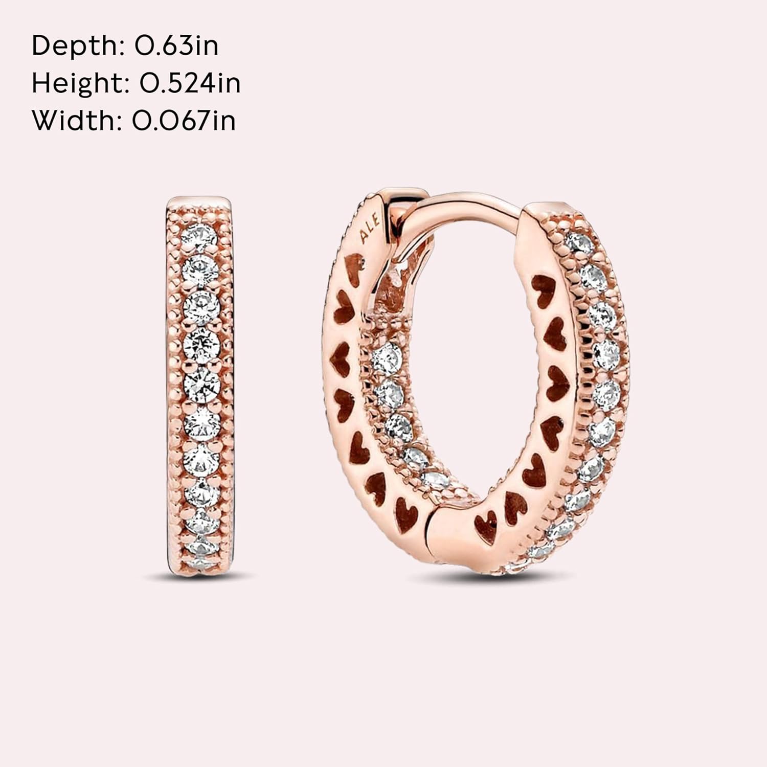 PANDORA Signature Pavé Heart Hoop Earrings - Gift for Her - 14k Rose Gold-Plated with Cubic Zirconia - With Gift Box