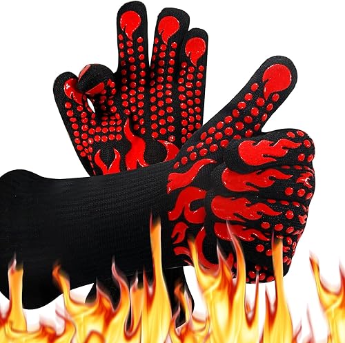 Guantes de barbacoa  Ideal para guantes de parrilla al aire libre  Guante de cocina resistente al calor hasta 1472  Guante de parrilla de muñeca