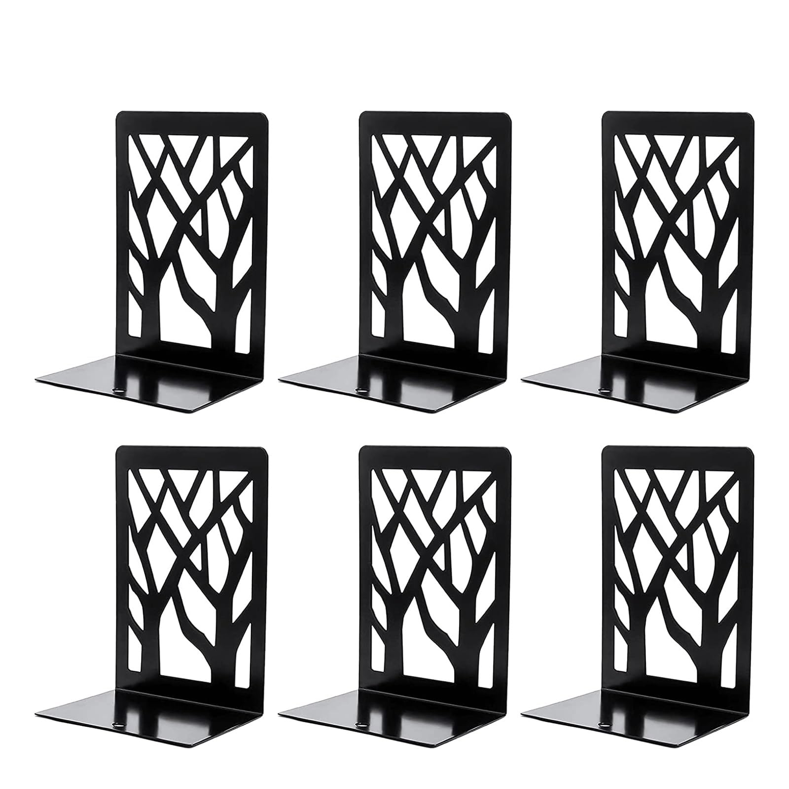 Metall-Buchstützen für Regale, Metallbaum-Buchstützen, Schwarz, 17,8 cm, 3 Paar