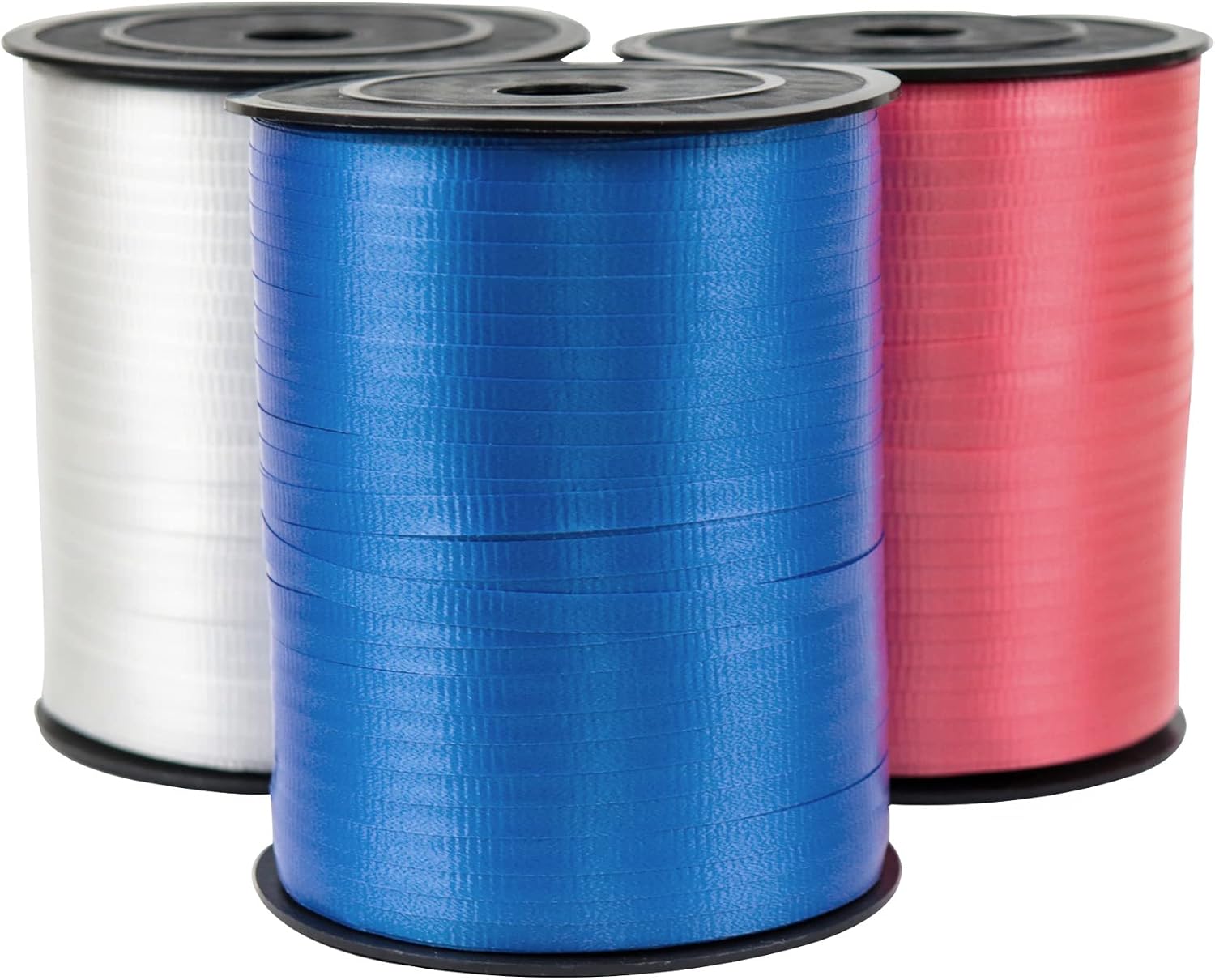 GIFTEXPRESS 1500-Yard Patriotic Curling Ribbon, Red White Blue Crimped Curling Ribbon 3/16 x 500-Yard ea. for Balloon Ribbon, Balloon String, Gift