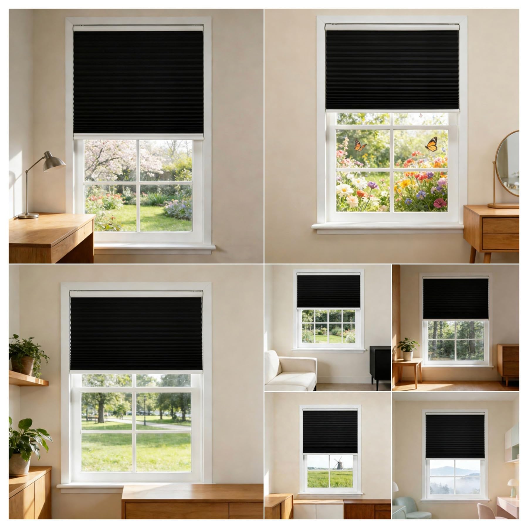 Store Plissé 38 x 120 cm Contre Le Soleil, Réglable Haut Bas, Protection de Privée, Ouverture à Double Sens Store Plissé à 2 Rails pour Cuisine, Chambre, Coucher, Salon, Noir