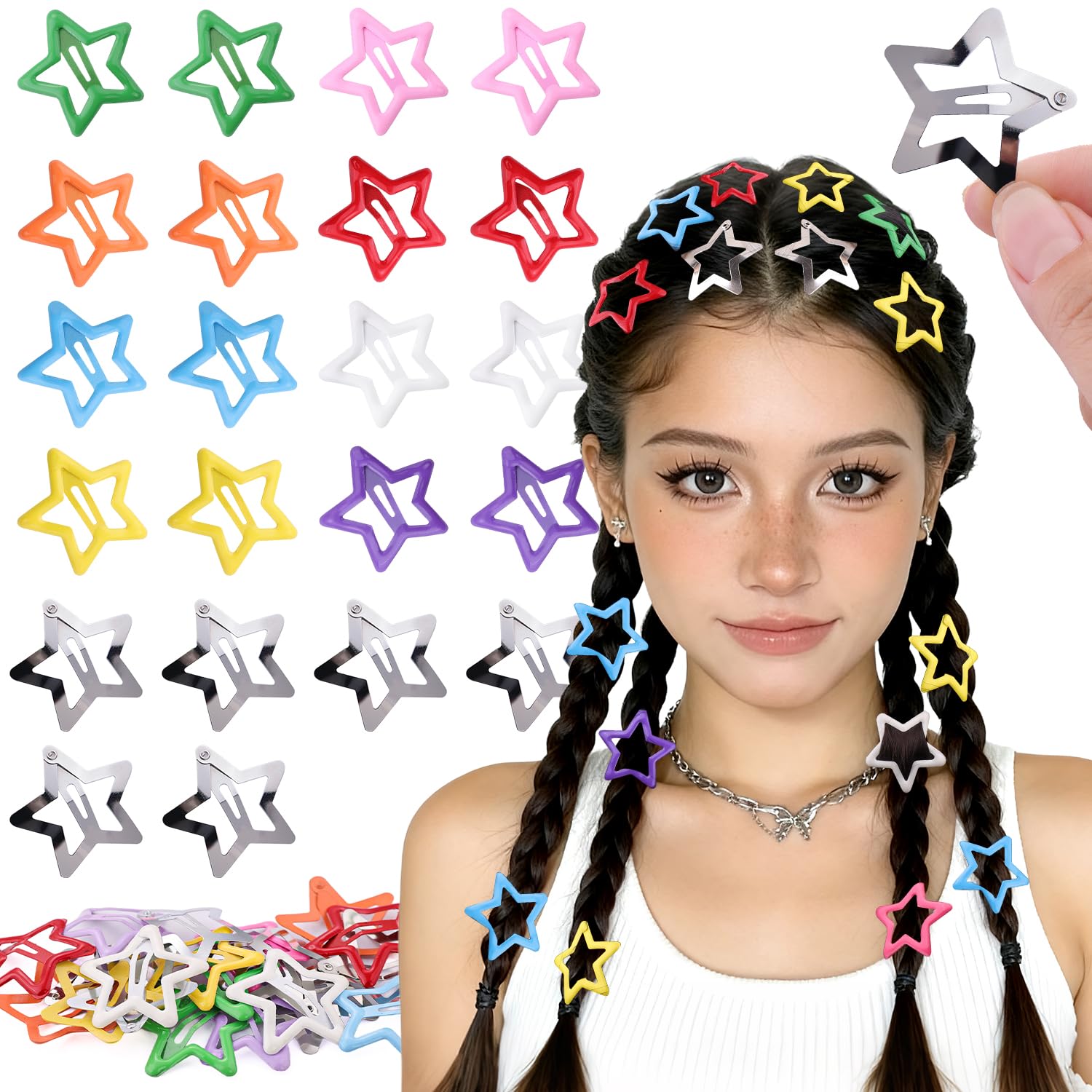 Colorful Star Hair Clips - Y2K Accessories -10