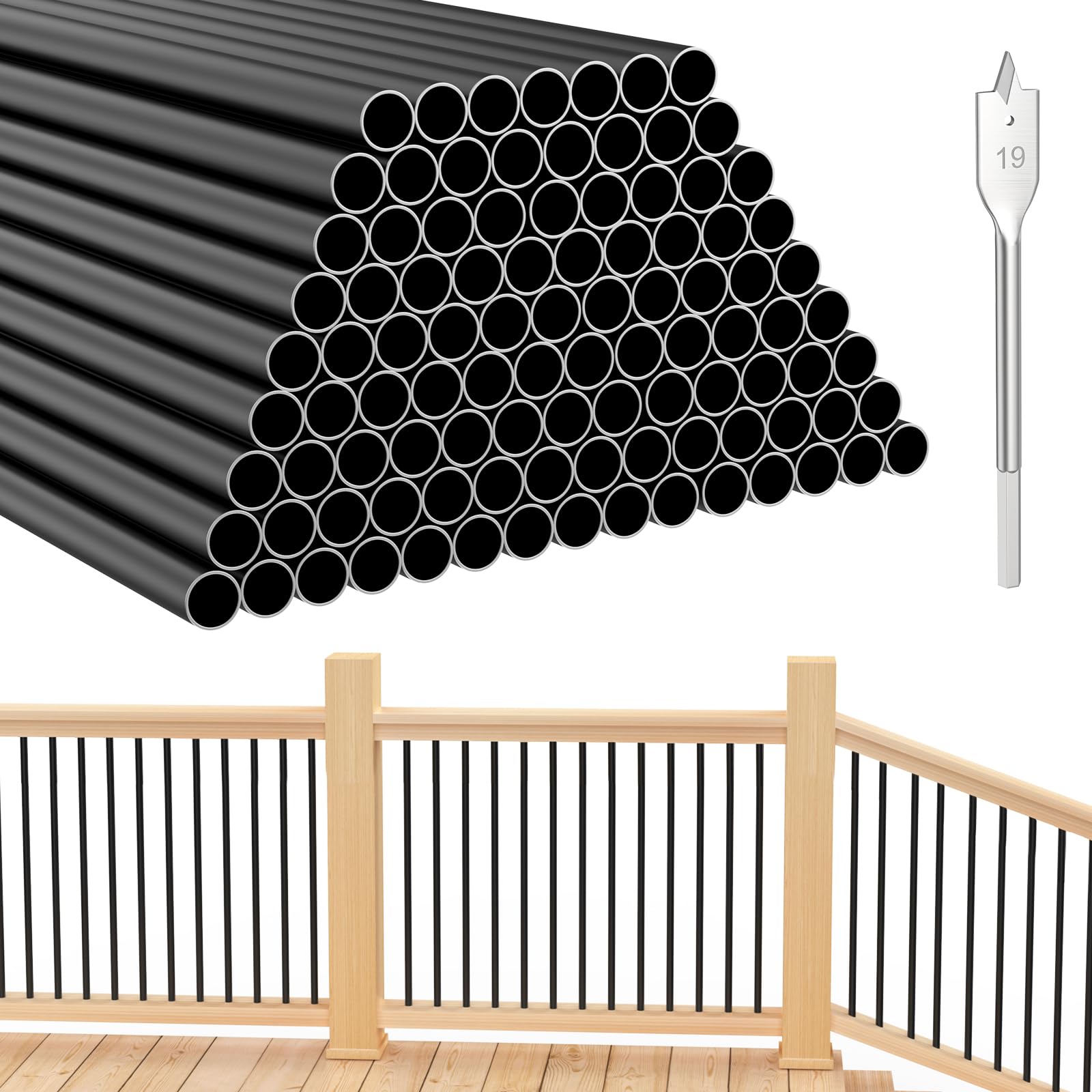Snapklik.com : 100 Pack 26" Deck Balusters, Round Aluminum Deck ...