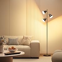 Vista 1 de SIBRILLE 36W LED Tree Floor Lamp, Dimmable Tall Standing Lamp with Remote & Touch Control, 4 Color Temperatures Bright Floor Lamp, 3 Rotatable Light