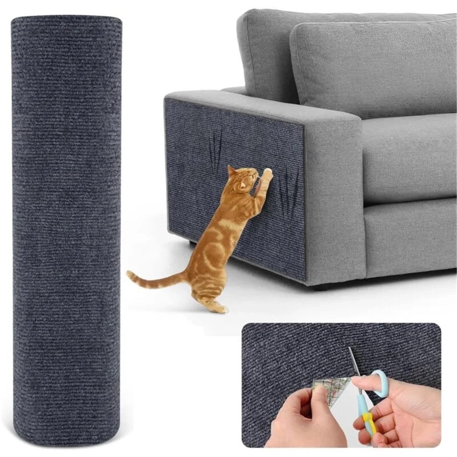 Protector Sofa Gatos Arañazo Alfombrilla autoadhesiva for rascar Gatos, Alfombra Recortable, Almohadilla for, Protector de Muebles, antiarañazos for sofá(Khaki,50x200CM)