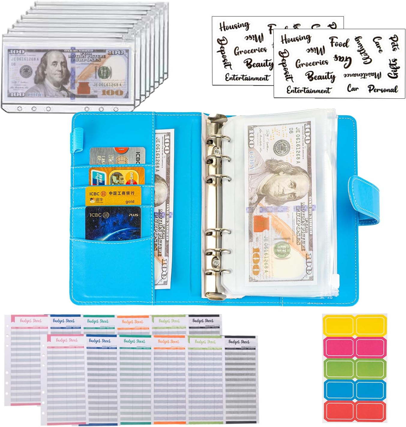 NICOOTH Budget Binder A6 Money Saving Binder with Zipper Cash Envelopes image 4
