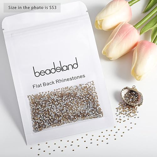 Vista 545 de Beadsland Diamantes de imitación de cristal con parte trasera plana, gemas redondas para arte de uñas y manualidades, pegamento fijo, violeta