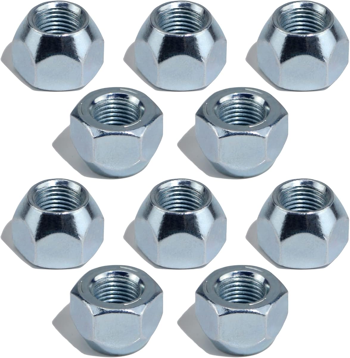 10pcs 1/2''-20 Trailer Lug Nuts Galvanized | Trailer Wheel Tire 509 Lug Nut, Hub Zinc Plated Open End Acorn Nut, Anti Rust, for Dexter EZ Lube Boat RV Utility Trailers