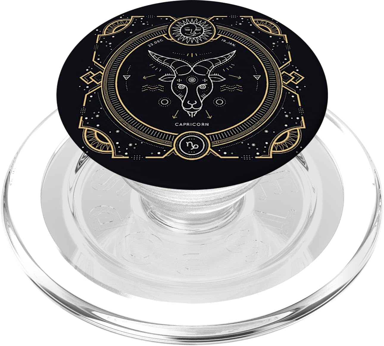 Capricorn Zodiac Sign - Black and Gold PopSockets MagSafe PopGrip for iPhone