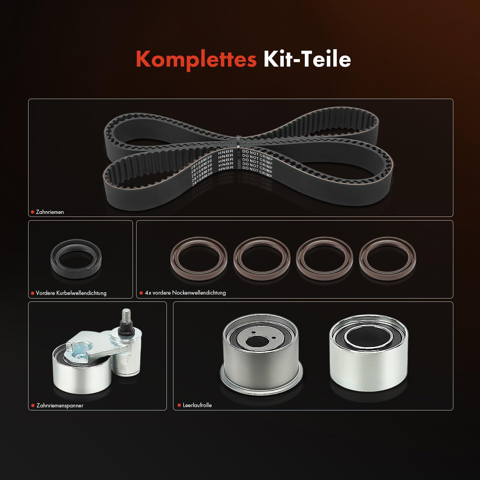 Frankberg Kit de correa de distribución correa de distribución motor de | Compatible con: A4 8EC, A8 4E2 4E8, A6 4B2 4B4, A4 Cabriolet 8H7, A6 Avant 4B5 4B6, A4 Avant 8ED, A4 8E2, A6 Avant 4F5