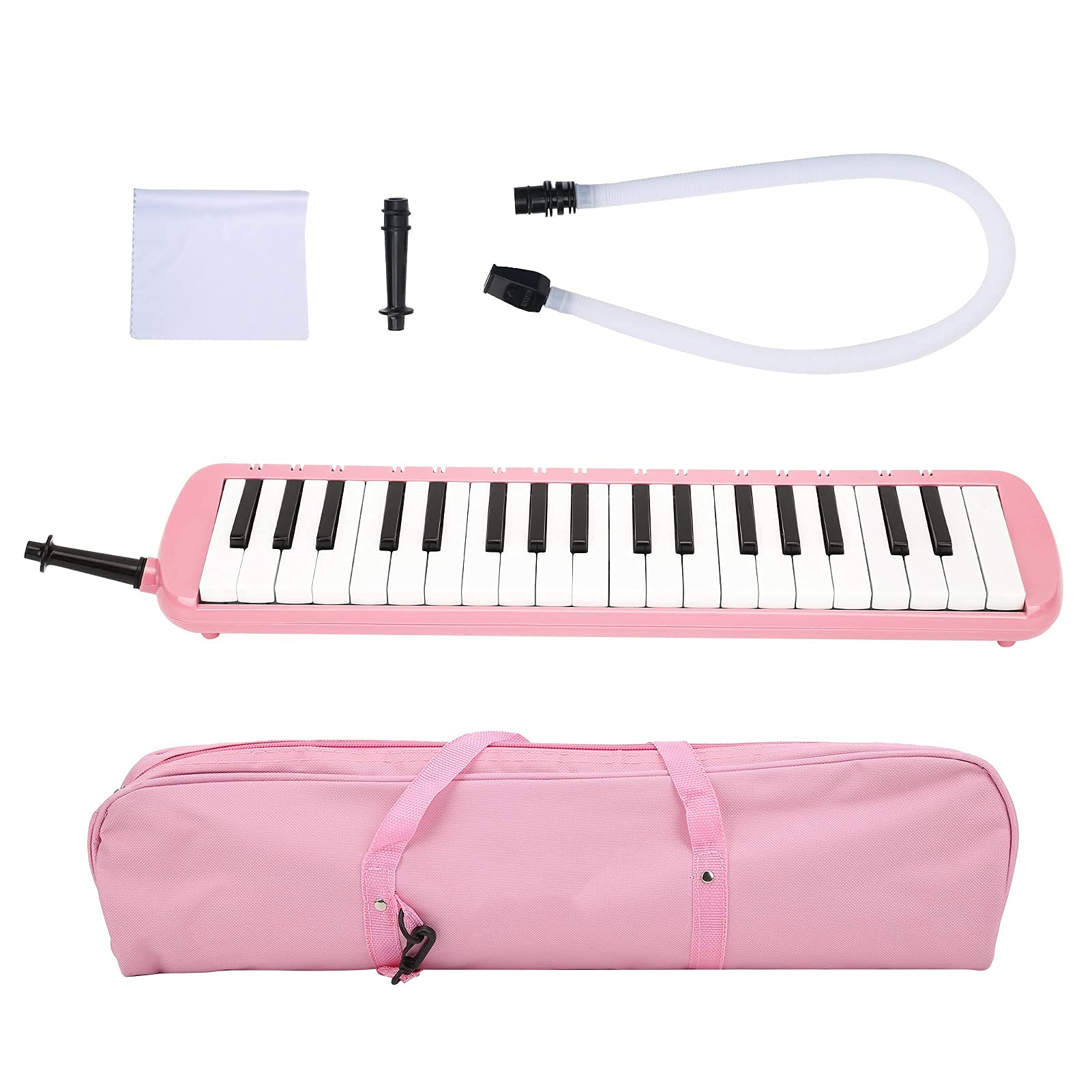 Melodica 37 Tasten Tastatur Melodica Blasmusikinstrument für Anfänger Professionelles Training (Rosa)