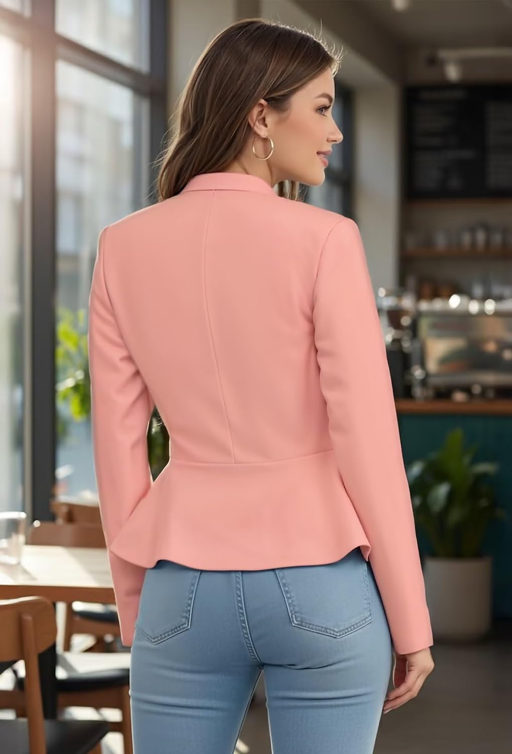 Hybrid & Company Women's Casual Work Office Elegant Open Front Premium Nylon Blazer Jacket - Image 2