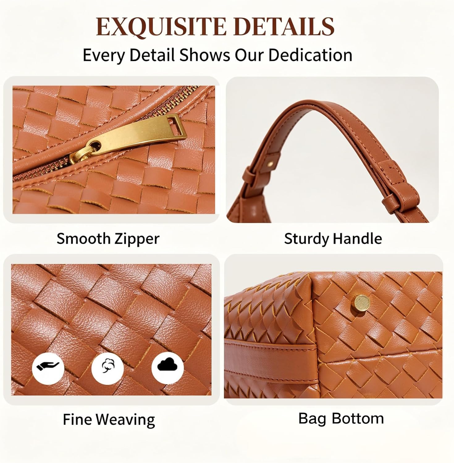 Woven Suede Shoulder Bag, Women’s PU Leather Top Handle Hobo Purse, Handbag for Daily Commute