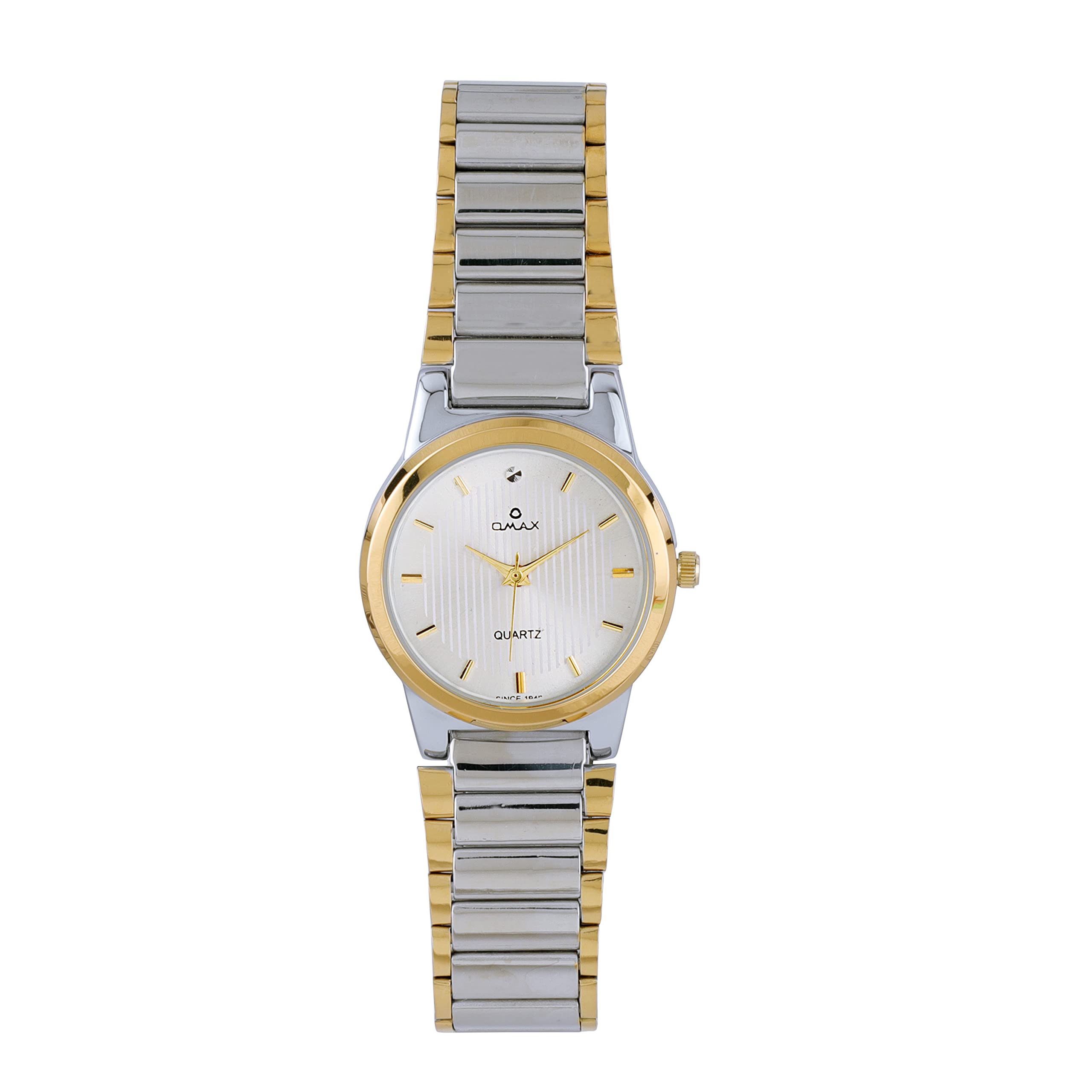 OMAX White Dial Silver and Gold Two Tone Stainless Steel Watch for Women-BLS2526 (B0BDLNBZV9) Amazon Price History, Amazon Price Tracker