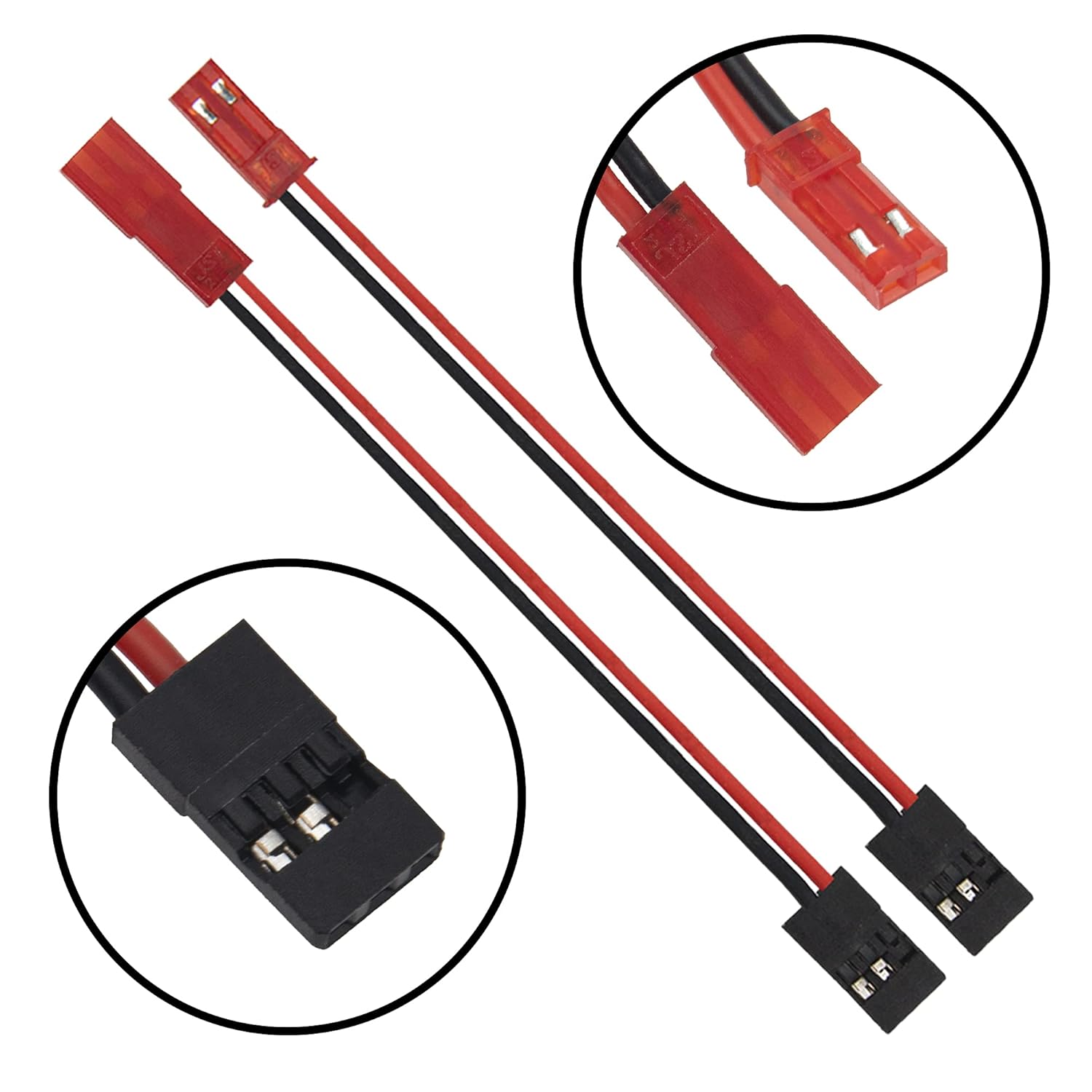 5Pack ShareGoo Male JR to Female JST Y Splitter Harness Parallel Wire & JST to JR Male Female Extension Cable Servo Adapter Compatible with Traxxas Redcat GEN7 HSP RC4WD Tamiya RC Crawler Car