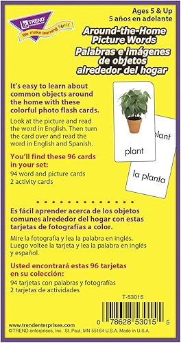 Miniatura 3 de Trend Enterprises Bilingüe - Tarjetas didácticas para taladro de habilidades, fotos y palabras, forma emocionante para que todos aprendan inglés y